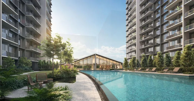 Lucerne Grand crescent lap pool and Aqua Lounge on the level 2 deck — artist's impression