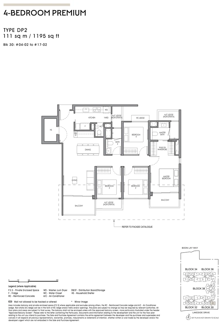 Lucerne Grand floor plan, Type DP2, 4-Bedroom Premium, 111 sq m / 1,195 sq ft