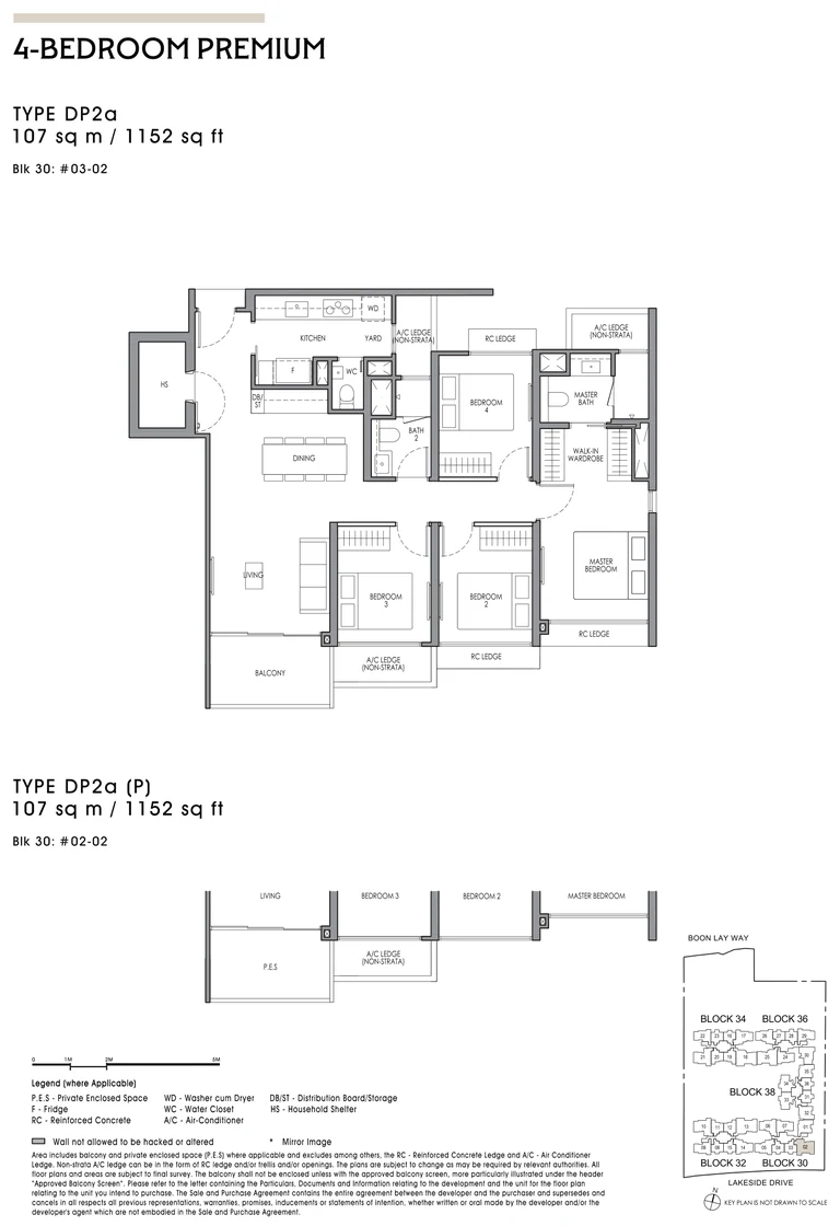Lucerne Grand floor plan, Type DP2a, 4-Bedroom Premium, 107 sq m / 1,152 sq ft