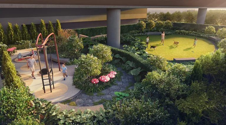 Lucerne Grand Outdoor Fitness, Wellness Garden and Pets Garden at level 1 — artist's impression